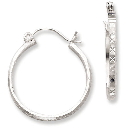 Sterling Silver 2mm X 20mm D-C Polished Hoop Earrings