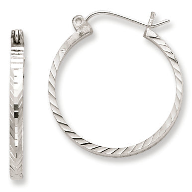Sterling Silver 2mm X 20mm D-C Polished Hoop Earrings