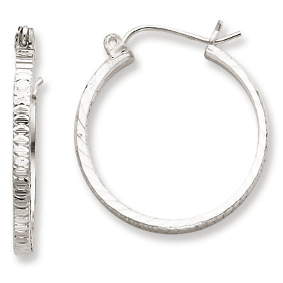 Sterling Silver 2mm X 20mm D-C Polished Hoop Earrings