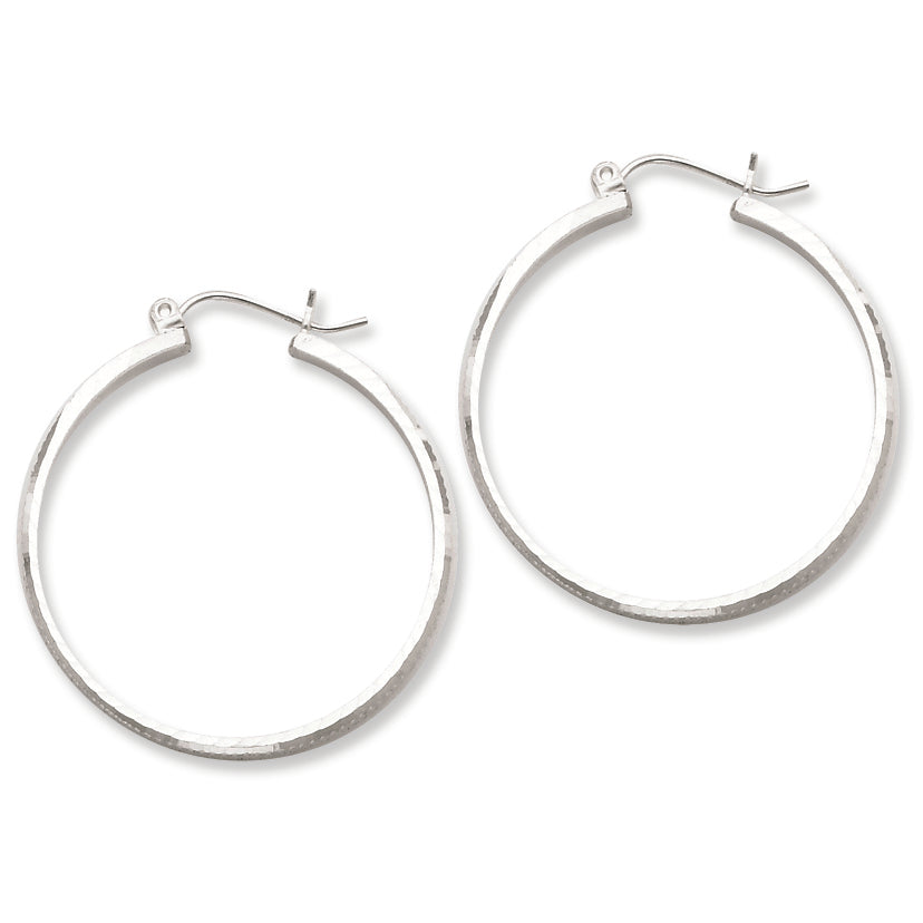 Sterling Silver 2mm X 30mm D-C Polished Hoop Earrings