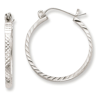 Sterling Silver 2mm X 20mm D-C Polished Hoop Earrings