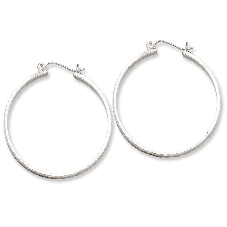Sterling Silver 2mm X 30mm D-C Polished Hoop Earrings