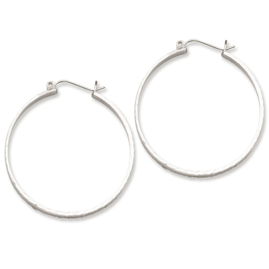 Sterling Silver 2mm X 35mm D-C Polished Hoop Earrings