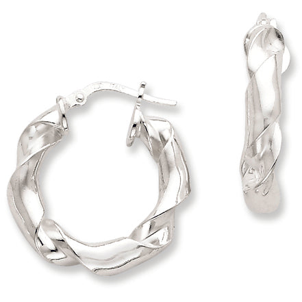 Sterling Silver Polished Twisted Hoop Earrings