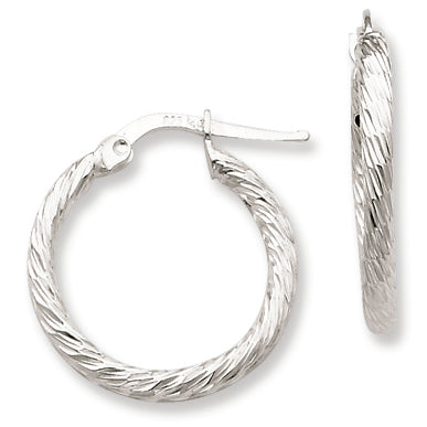 Sterling Silver 2.5mm X 20mm D-C Satin Hoop Earrings