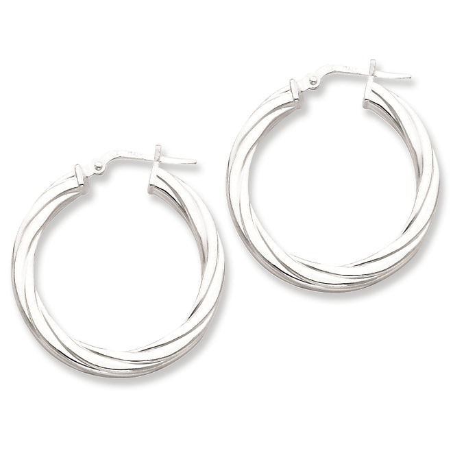 Sterling Silver Polished & Textured Hoop Earrings