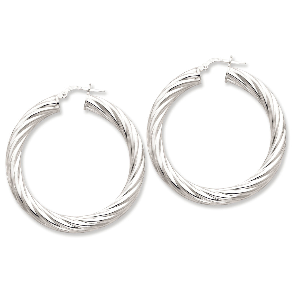 Sterling Silver Polished Twisted Hoop Earrings