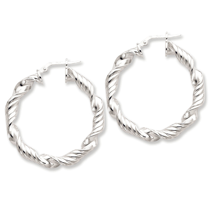 Sterling Silver Polished Twisted Hoop Earrings