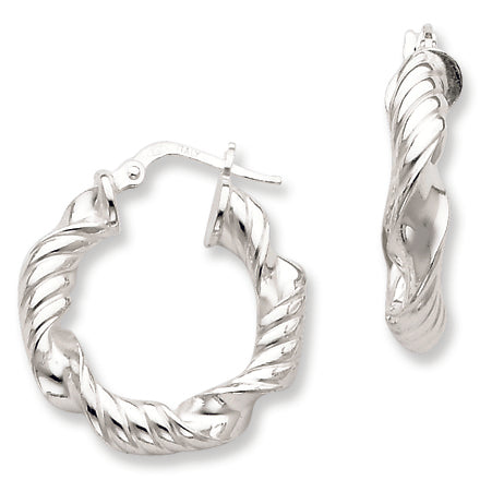 Sterling Silver Polished Twisted Hoop Earrings