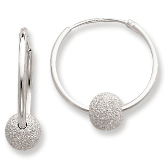 Sterling Silver Laser Bead Endless Hoop Earrings