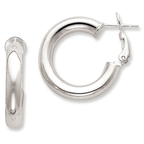 Sterling Silver Omega Back Hoop Earrings