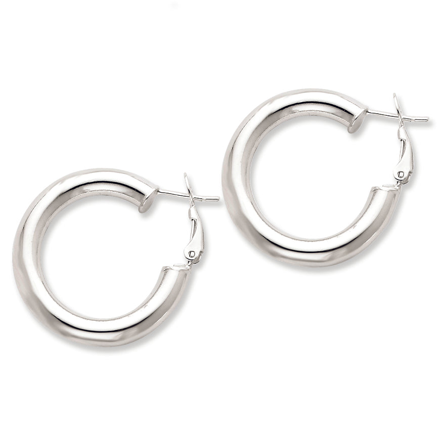 Sterling Silver Omega Back Hoop Earrings