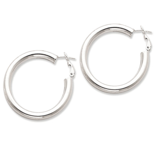 Sterling Silver Omega Back Hoop Earrings