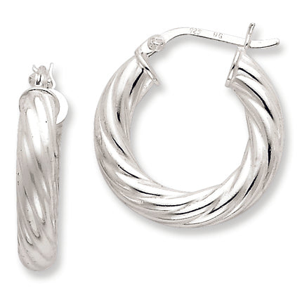 Sterling Silver Twisted Hoop Earrings