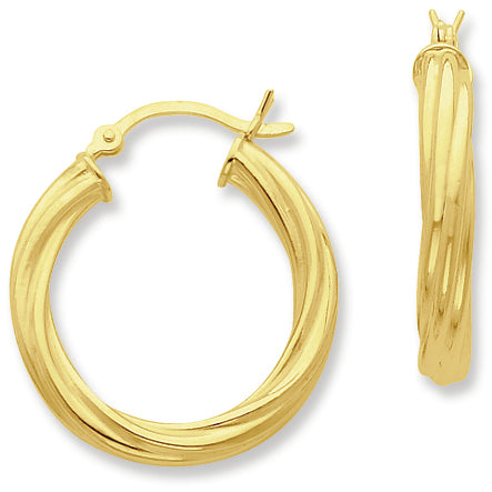 Sterling Silver Gold-flashed Twist 25mm Hoop Earrings