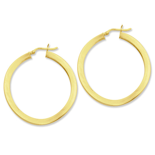 Sterling Silver Gold-flashed 45mm Hoop Earrings
