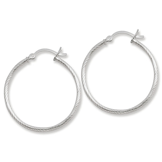 Sterling Silver Fine Twist 30mm Hoop Earrings