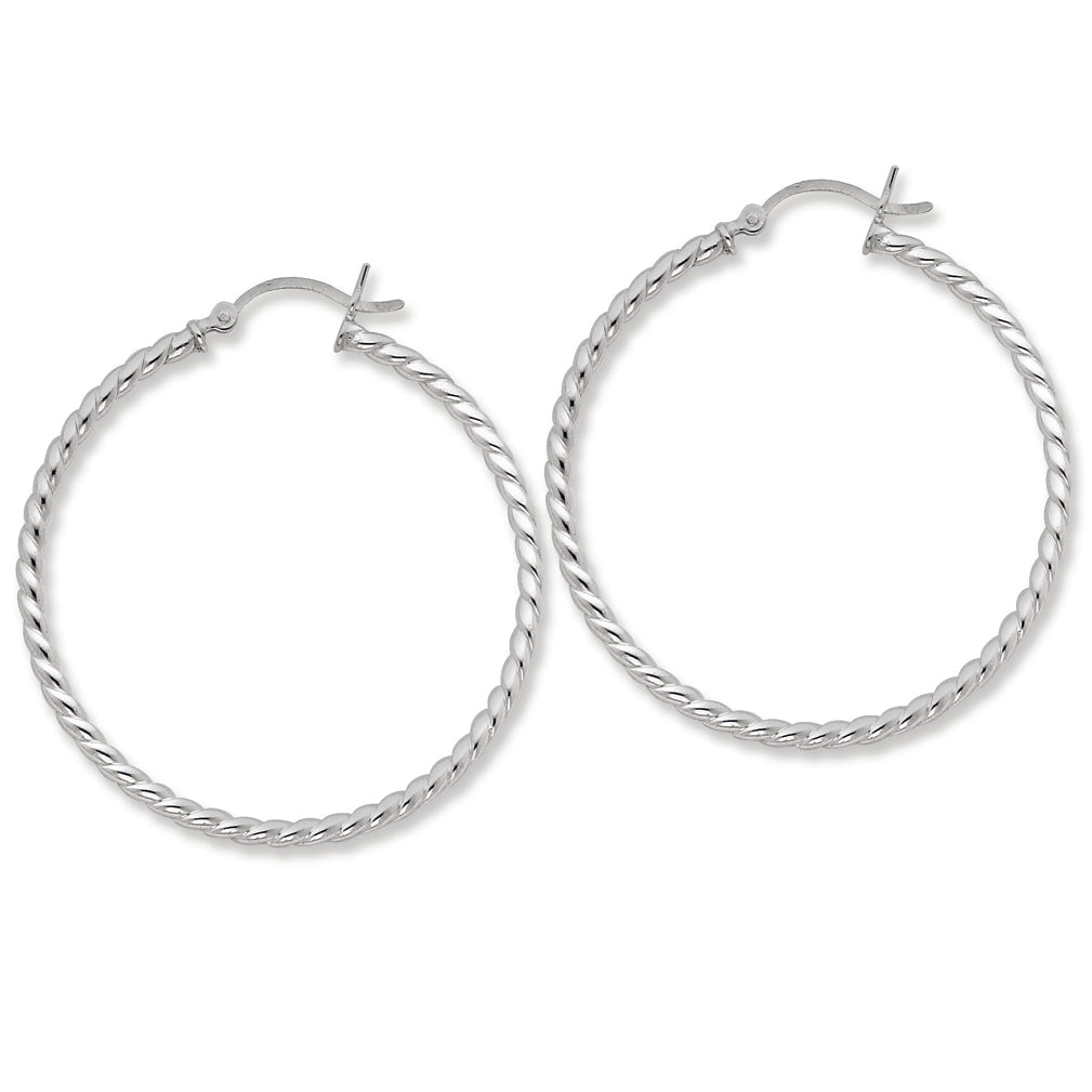 Sterling Silver Twisted 40mm Hoop Earrings