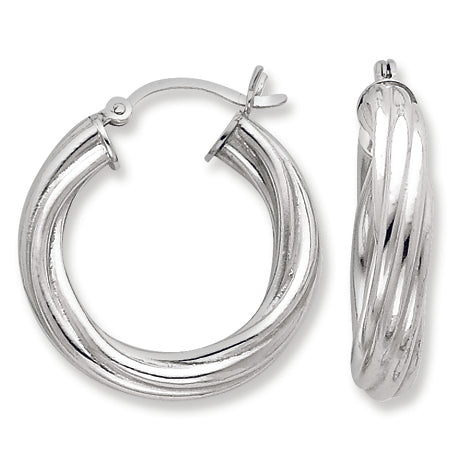 Sterling Silver Twist 25mm Hoop Earrings