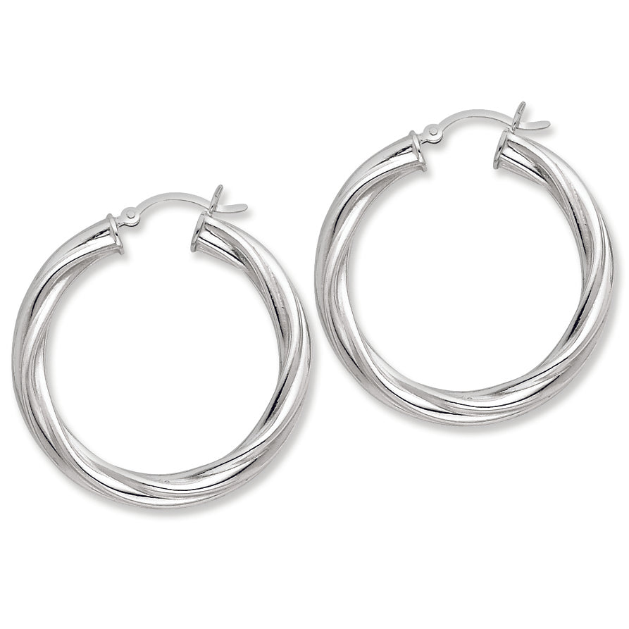 Sterling Silver Twist 35mm Hoop Earrings