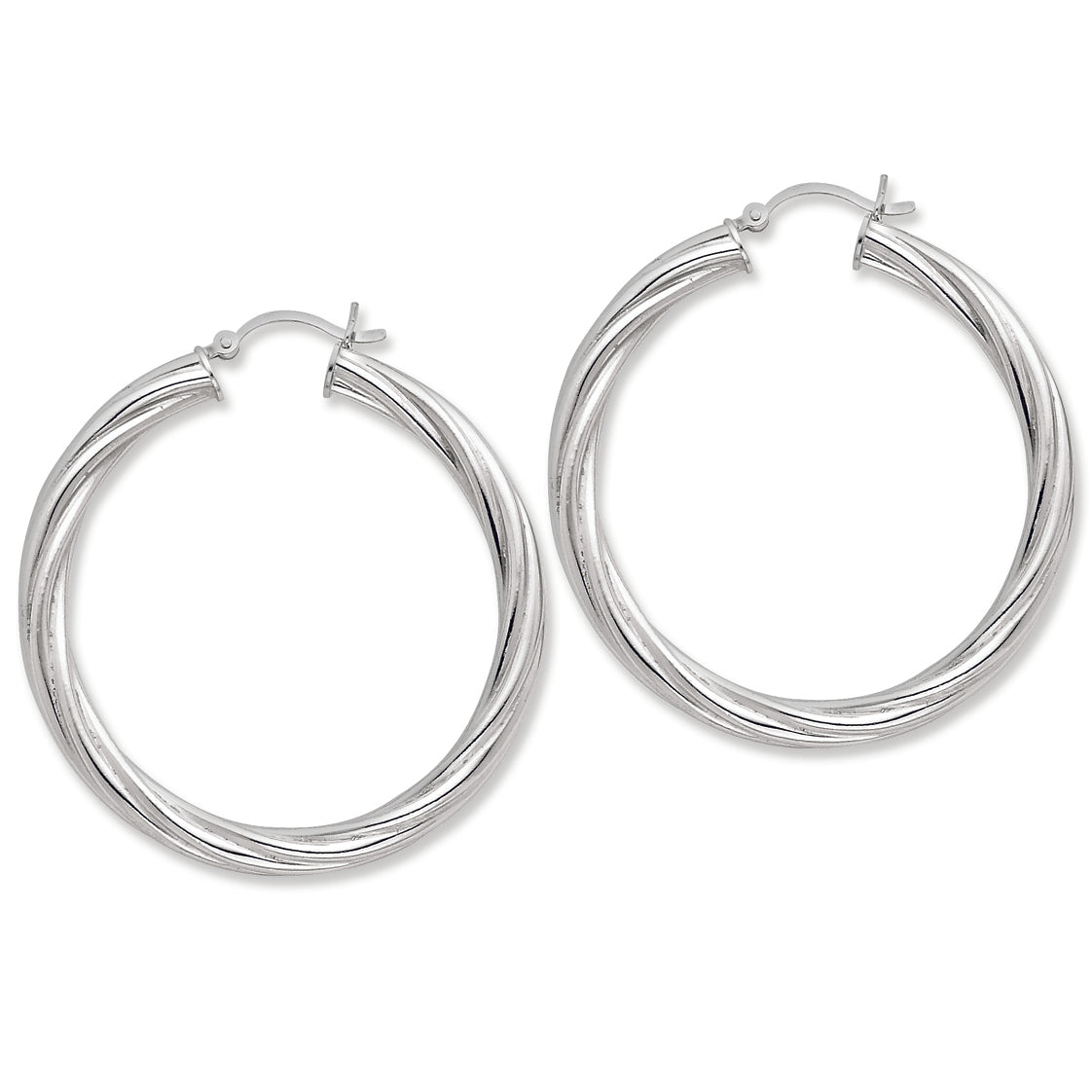 Sterling Silver Twist 45mm Hoop Earrings