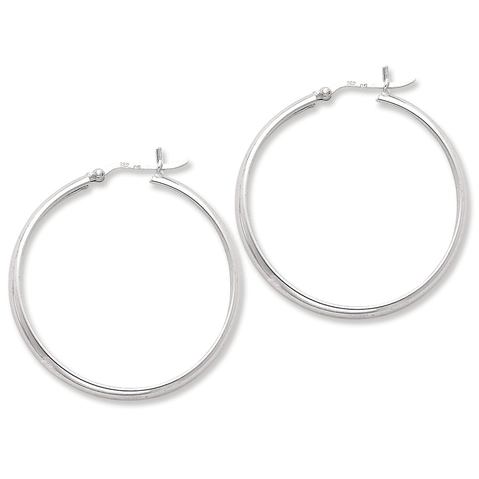 Sterling Silver 4mm x 38 Hoop Earrings