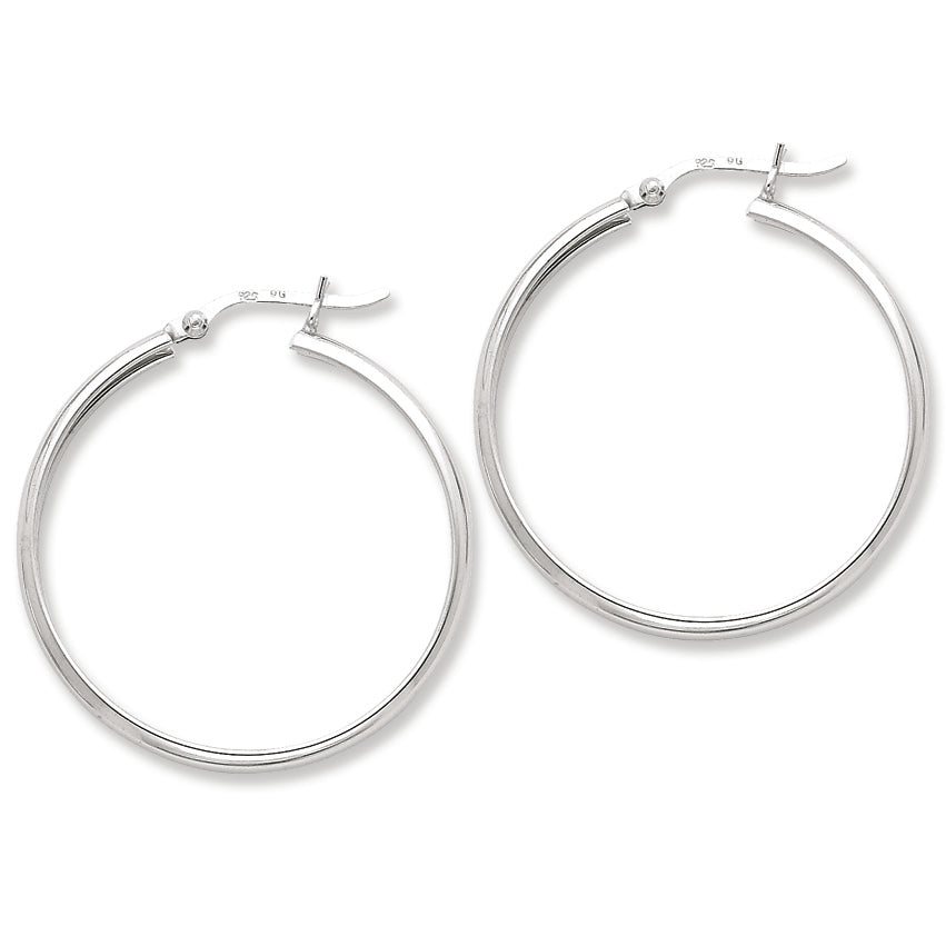 Sterling Silver 4mm x 34 Hoop Earrings