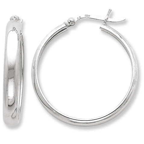 Sterling Silver 4mm x 30 Hoop Earrings