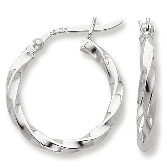 Sterling Silver Twist 20mm Hoop Earrings