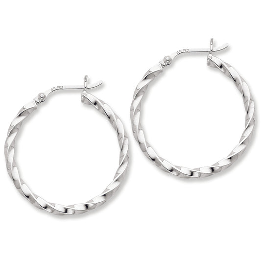 Sterling Silver Twisted 30mm Hoop Earrings