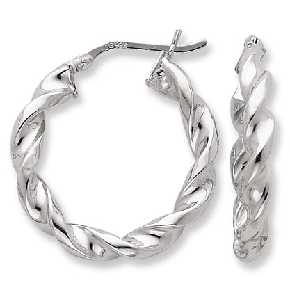 Sterling Silver Twist 25mm Hoop Earrings