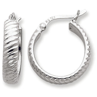 Sterling Silver 4mm Grooved Hoop Earrings