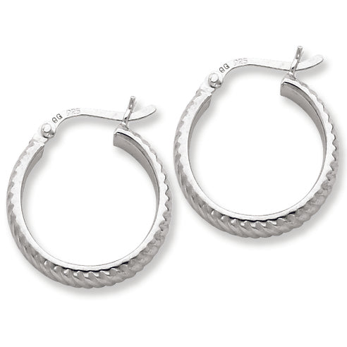 Sterling Silver 4mm Grooved Hoop Earrings