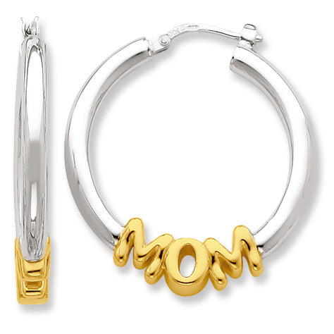 Sterling Silver & Gold-plated Mom Hoop Earrings