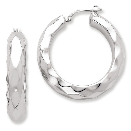 Sterling Silver Polished Fancy Hoop Earrings