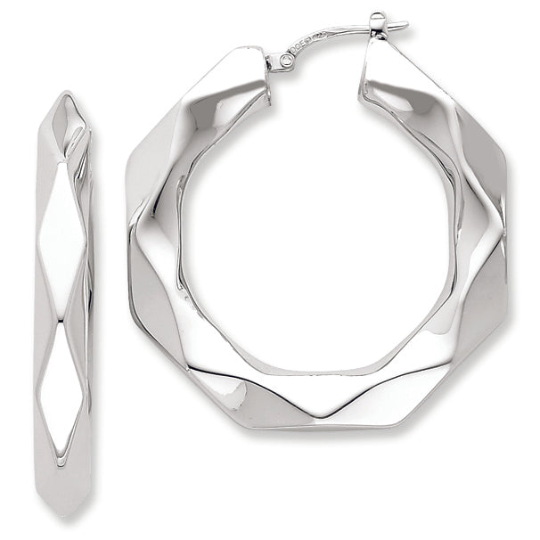 Sterling Silver Polished Fancy Hoop Earrings