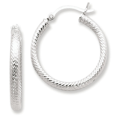 Sterling Silver Diamond-cut 25mm Hoop Earrings