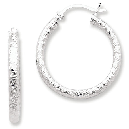 Sterling Silver Diamond-cut 25mm Hoop Earrings