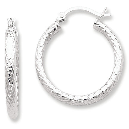 Sterling Silver Diamond-cut 25mm Hoop Earrings