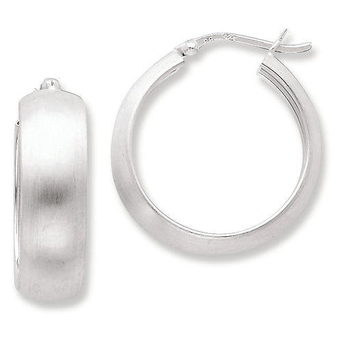 Sterling Silver 8mm Satin Hoop Earrings