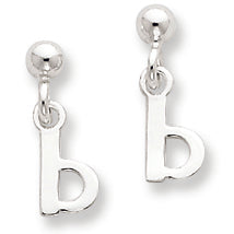 Sterling Silver Polished B Dangle Post Earrings