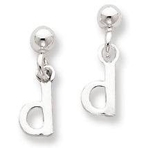 Sterling Silver Polished D Dangle Post Earrings