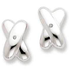 Sterling Silver Diamond Accent X Post Earrings