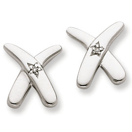 Sterling Silver Diamond Accent X Post Earrings