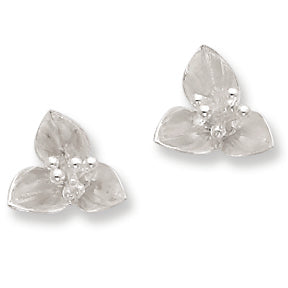 Sterling Silver Polished Flower Post Earrings