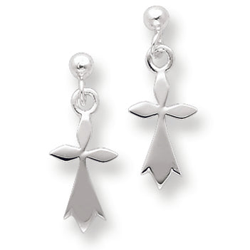 Sterling Silver Cross Dangle Post Earrings