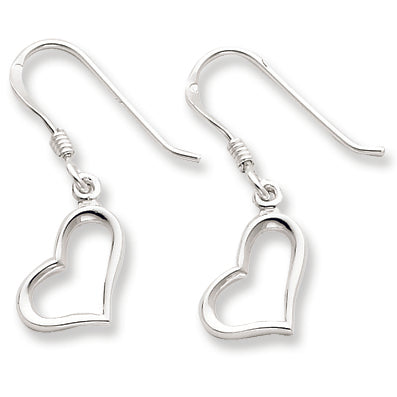 Sterling Silver Polished Heart Dangle Earrings