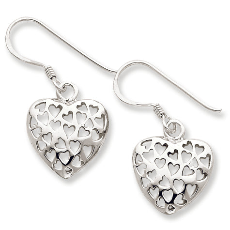 Sterling Silver Small Polished Heart Dangle Earrings