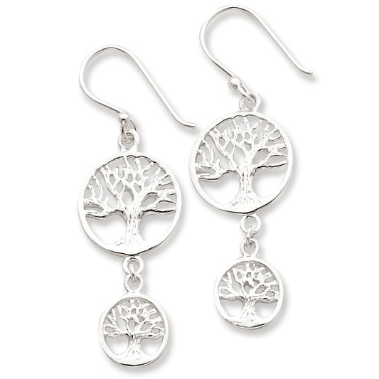 Sterling Silver Filigree Trees Circular Dangle Earrings