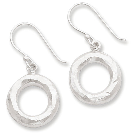 Sterling Silver Textured Circle Dangle Earrings